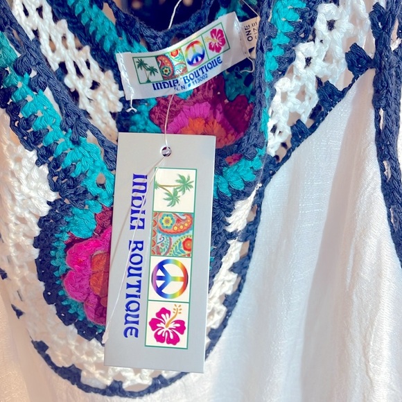 NWT India Boutique Crochet Embellished Dress/Cover-Up. One Size Fits Most. R34 - Picture 7 of 7